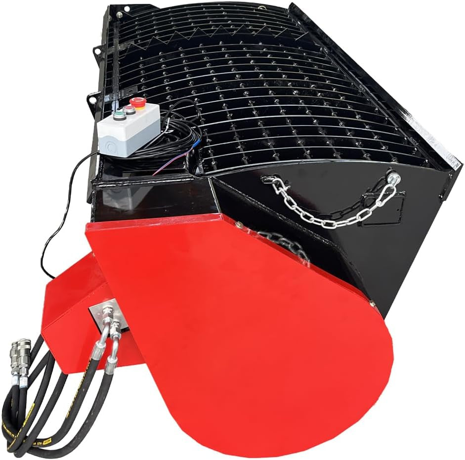 Self Loading Skid Steer Loader Cement Mixer Bucket for Bobcat – Heavy Duty Concrete Mixer Attachment (Black + Red) – CMB Model