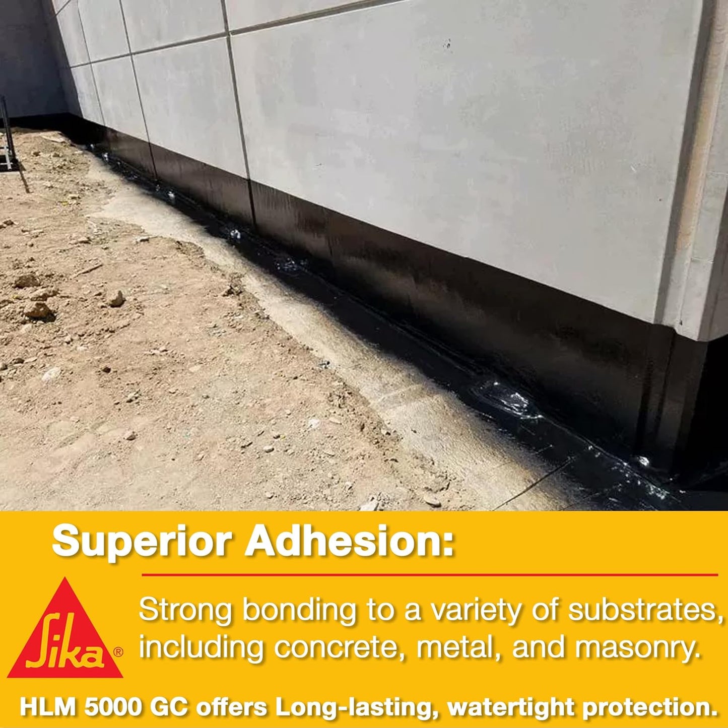 Sikalastic HLM 5000 GC Exterior below Grade Waterproof Coating for Concrete and Foundations, Flexible, Long-Lasting, Asphalt-Modified Polyurethane, 5-Gallon Pail