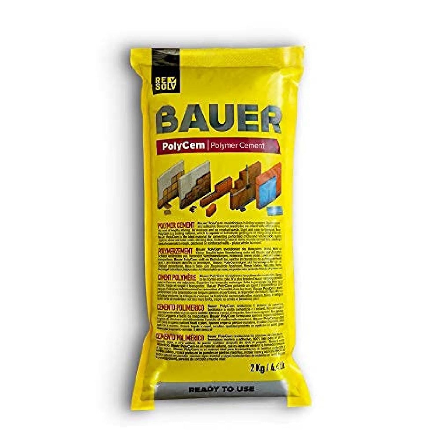 Bauer Instant Polymer Cement, Ready-To-Use Alternative to Mortar & Adhesives - Versatile for Concrete Crack Repair, Stone Tile Crack Repair & Brick Repair, Convenient, Durable & Easy to Store - 2Kg