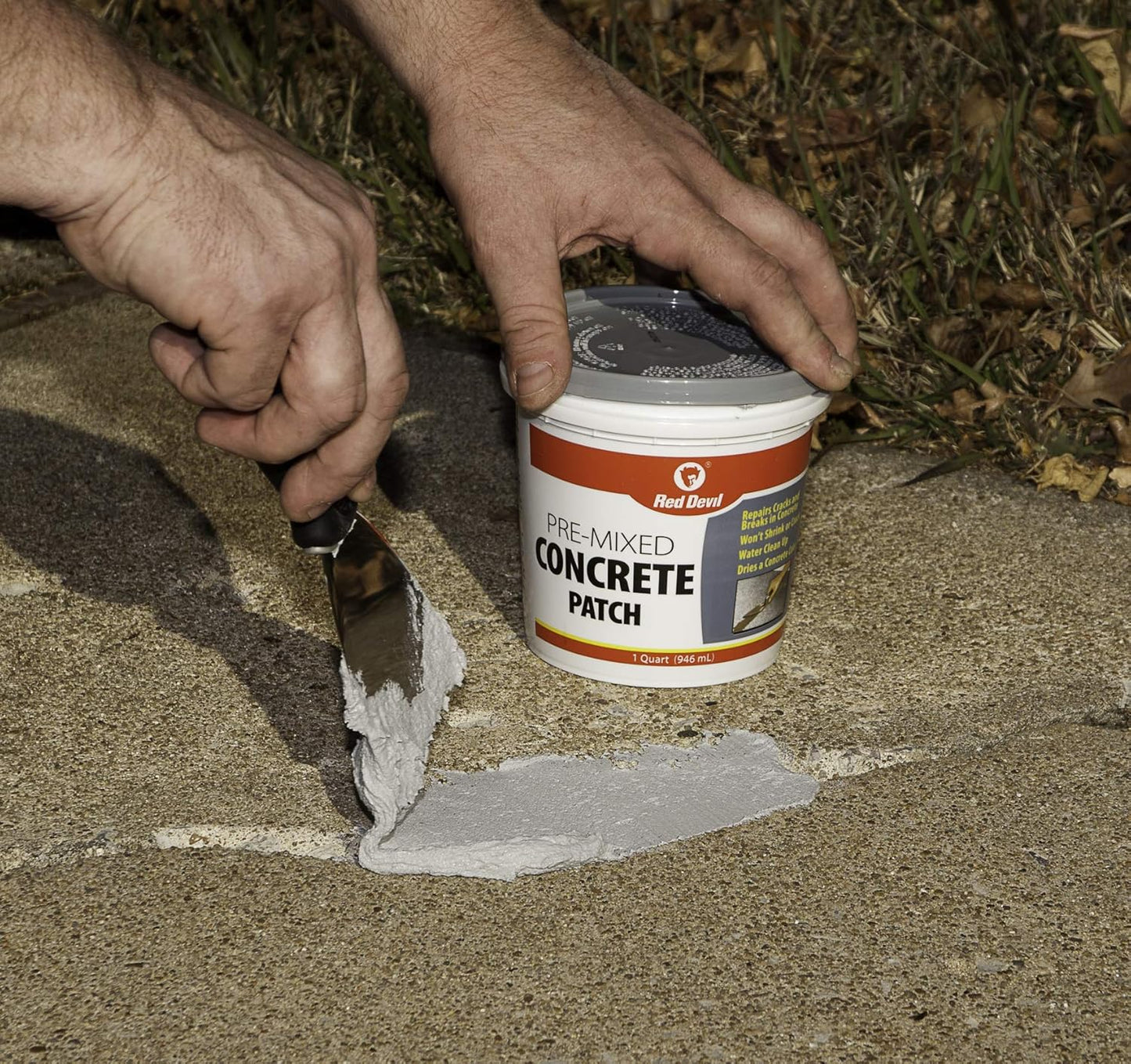 Red Devil 0644 Concrete Repair Patch, Cement Crack Fillter, Pre-Mixed, 1 Quart, Pack of 1, Gray, Made in USA