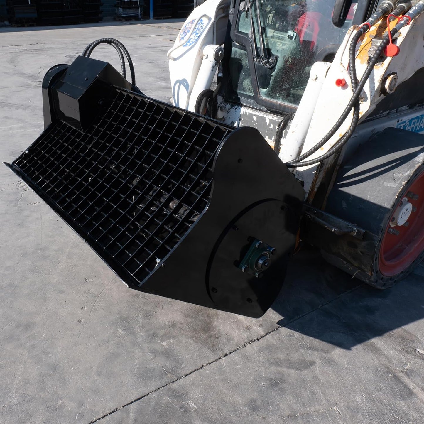 MIVA 48 Inch Concrete Mixer Attachments for Skid Steer, 1220 Mm Heavy-Duty Hydraulic Mixing Bucket, 350L Cement Auger Bucket Removable Screen Compatible with Bobcat Skid Steer Loader