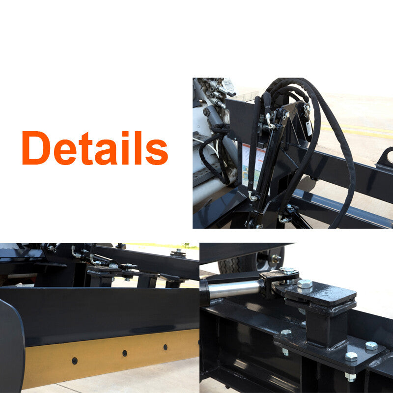 Landhonor 96'' Skid Steer Grader Attachment Grading Hydraulic Blade Quick Attach