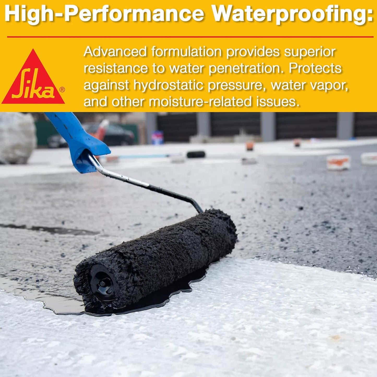 Sikalastic HLM 5000 GC Exterior below Grade Waterproof Coating for Concrete and Foundations, Flexible, Long-Lasting, Asphalt-Modified Polyurethane, 5-Gallon Pail