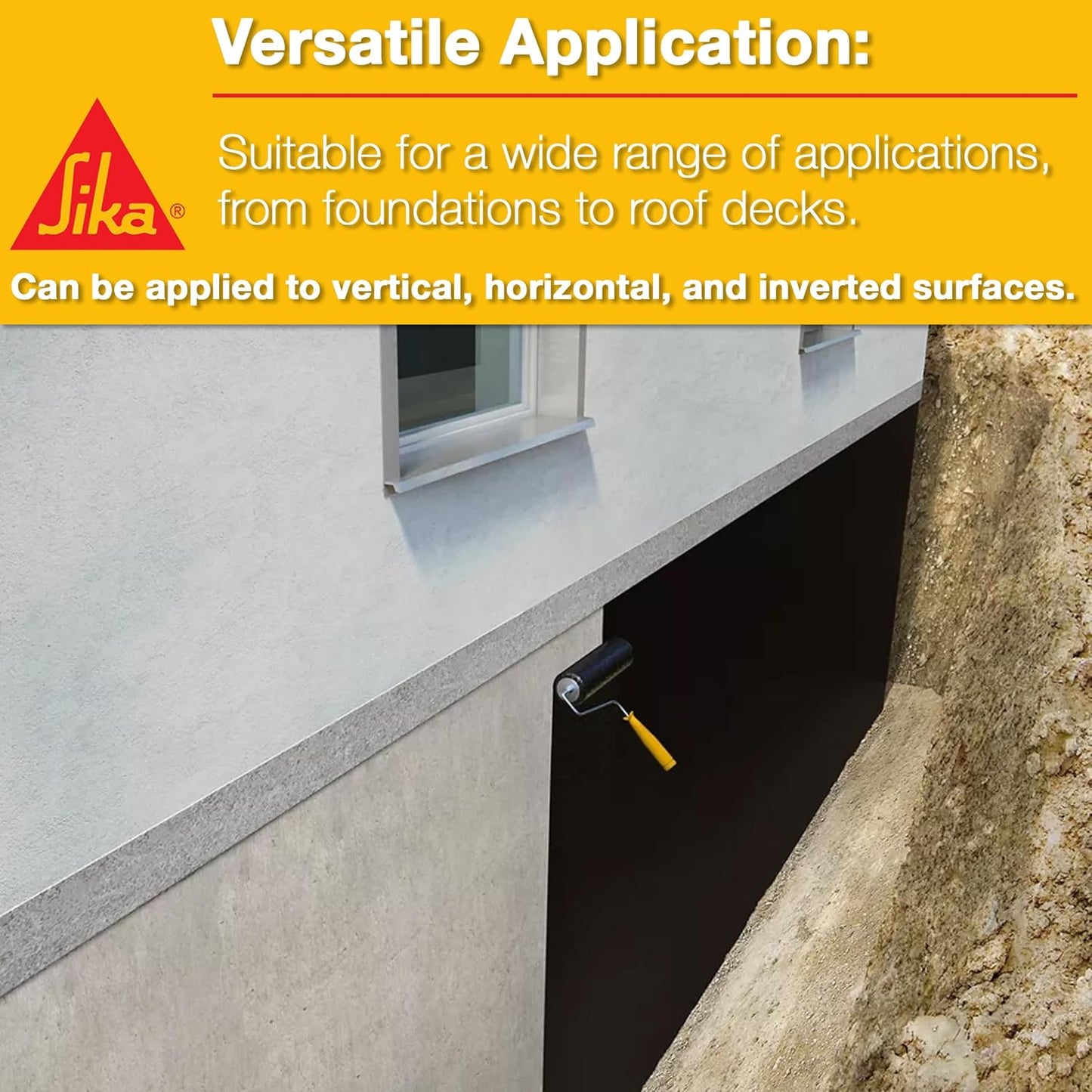 Sikalastic HLM 5000 GC Exterior below Grade Waterproof Coating for Concrete and Foundations, Flexible, Long-Lasting, Asphalt-Modified Polyurethane, 5-Gallon Pail