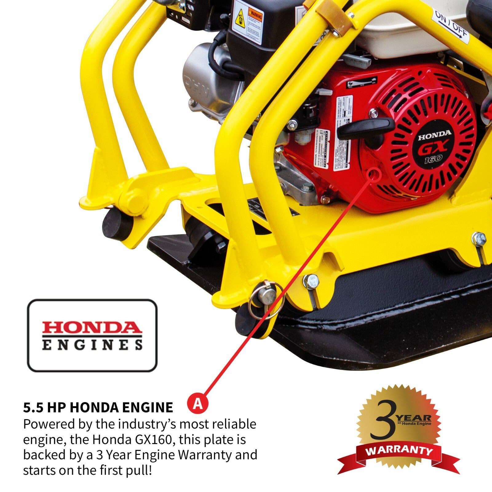 Vibratory Plate Compactor Honda 5.5 HP Water Tank Asphalt Aggregate Soil Tamper