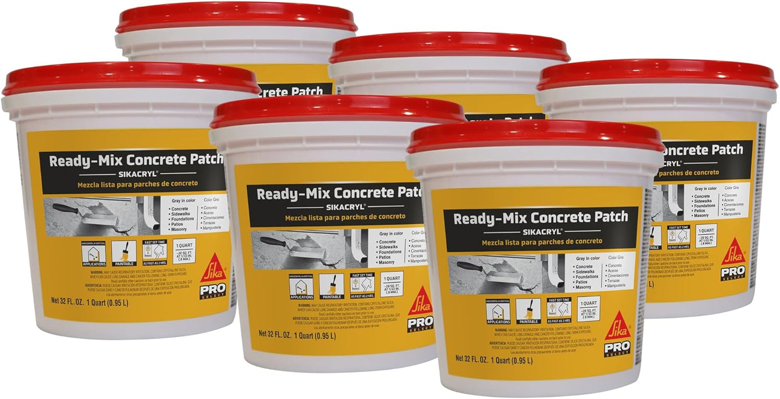 Sika - Sikacryl - Gray - Ready-Mix Concrete Patch - for Repairing Spalls and Cracks in Concrete and Masonry - Textured - 1 Qt (Pack of 1)