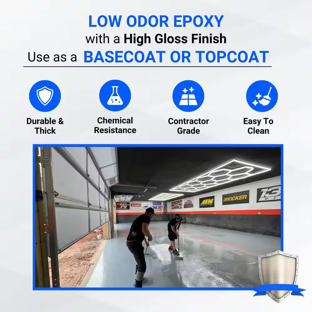 3 Gal. Medium Gray Gloss 2 Part Epoxy Interior/Exterior Concrete Basement and Garage Floor Coating Floor Paint