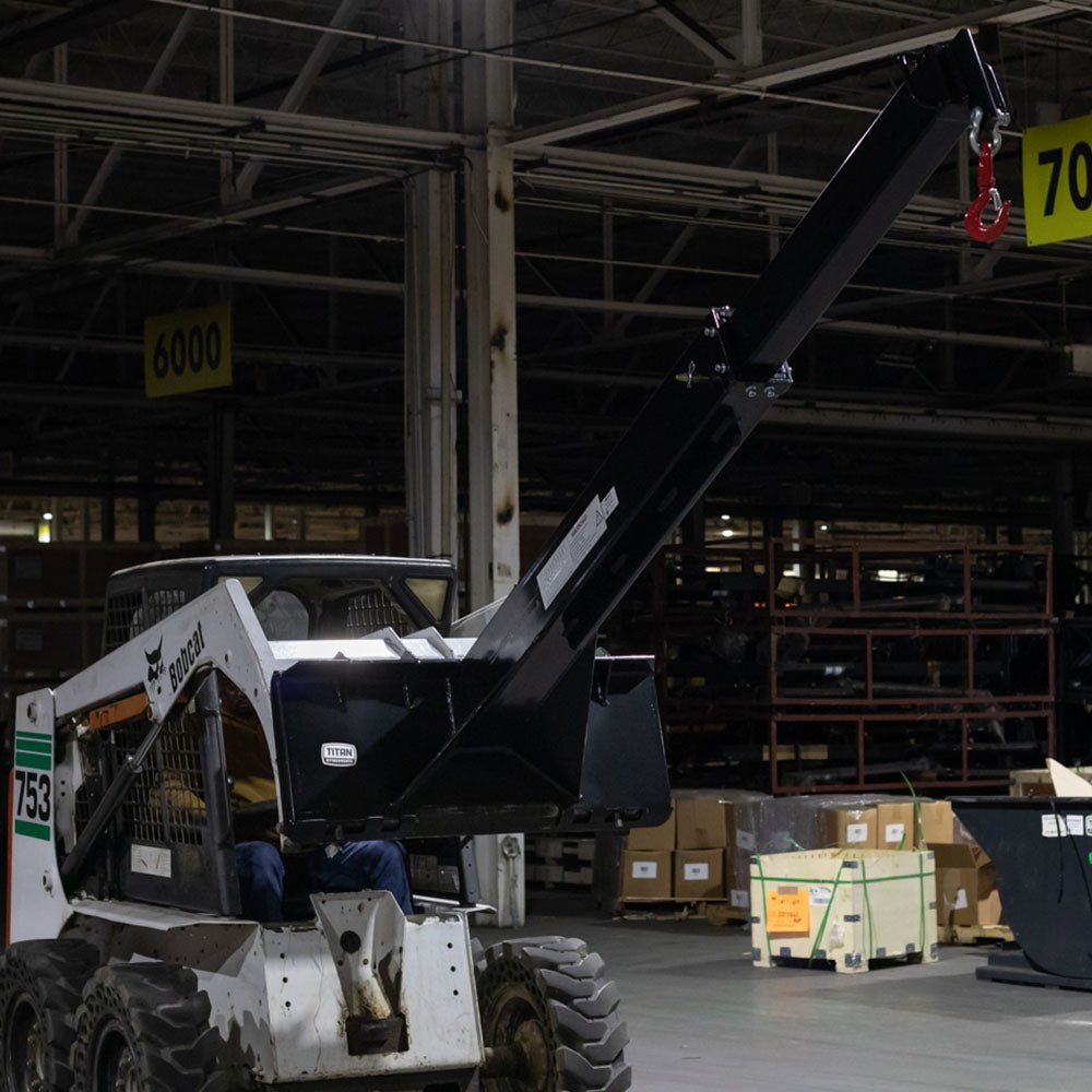 Titan Attachments Skid Steer Adjustable Jib Crane with 3 Ton Hook
