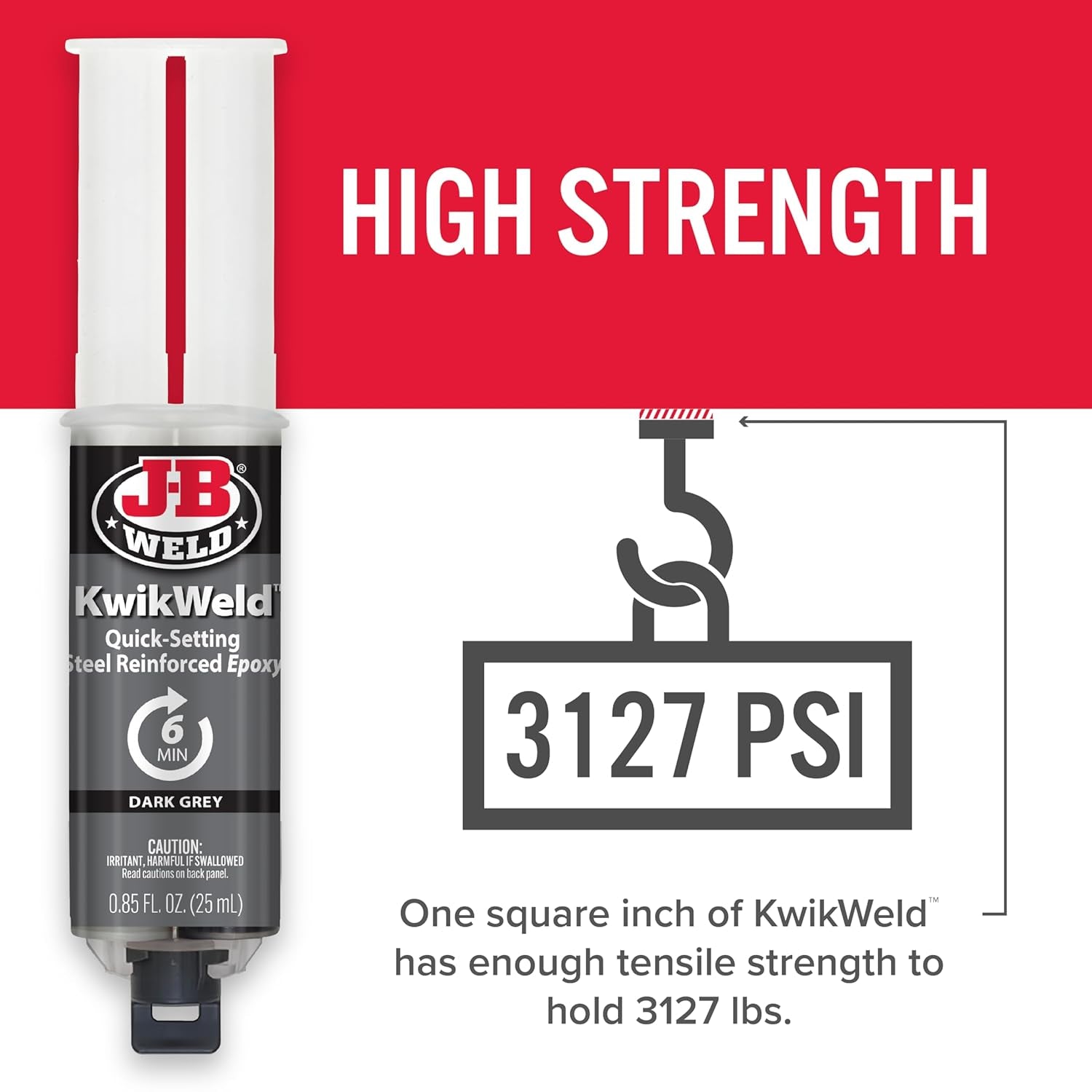 J-B Weld 6 Minute Set Epoxy Kwikweld, High Strength, Waterproof, 2 Pack, Dark Grey, 50176-2