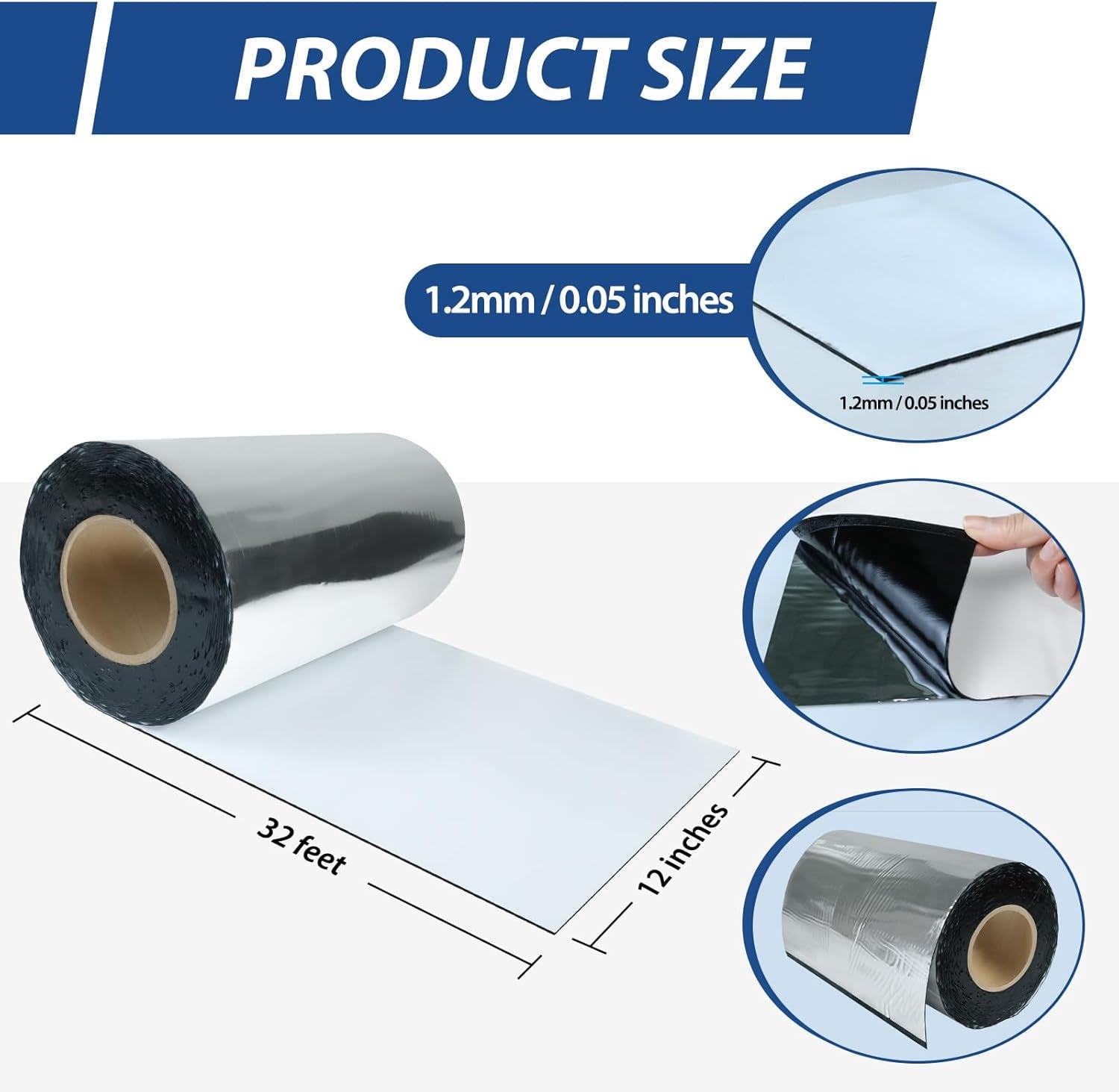 BXI Fluorocarbon Film Asphalt Waterproof Tape, 12 Inches X 32 Feet, Weatherproof Sealing Membrane, Self-Adhesive SBS Modified Bitumen Flashing Sealant Patch, Seam Leak for Roof Window Driveway Repair