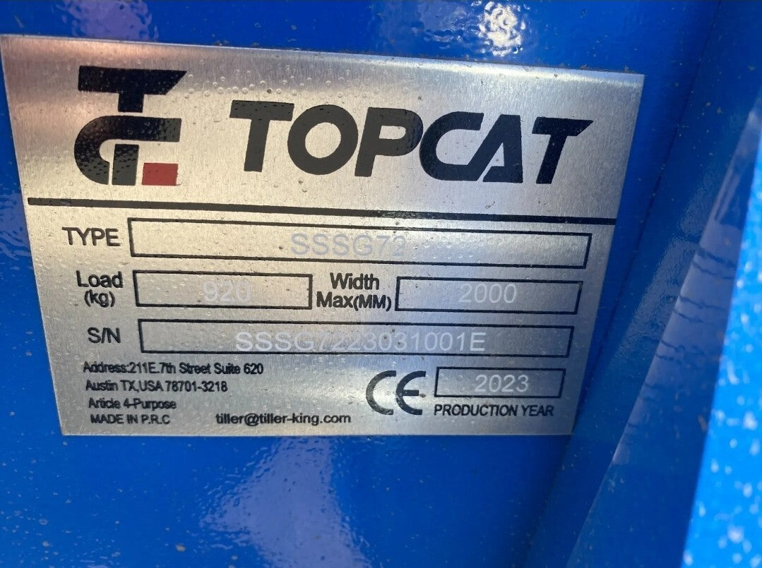 Topcat 72" Grader Attachment 6 Way Dozer Blade Skidsteer Skid Steer Quick Attach