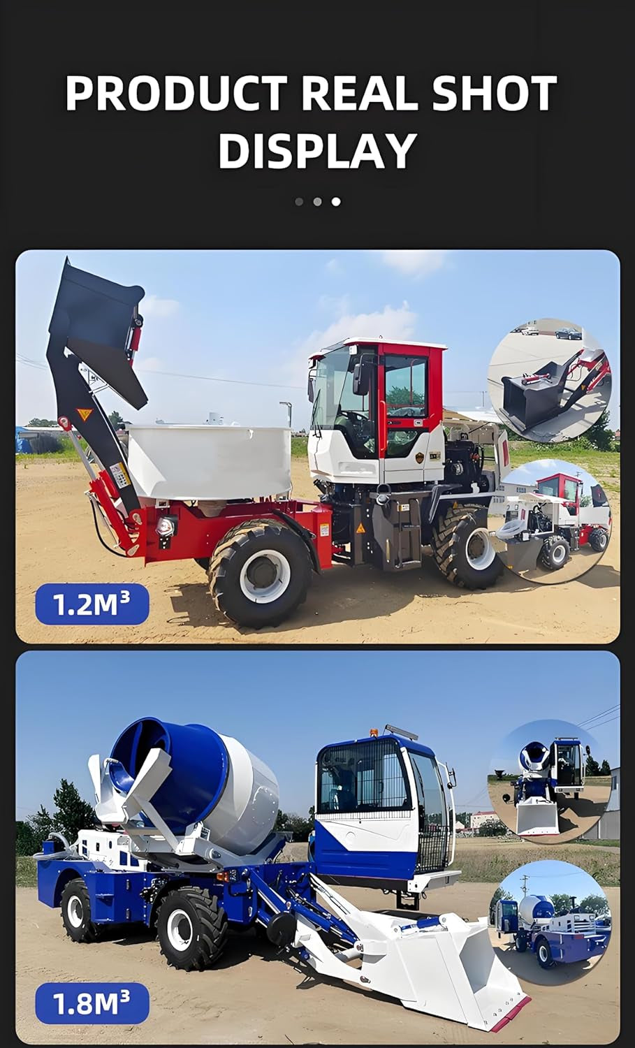 Compact Self Loading Concrete Mixer Truck – Mobile 4X4 Cement Mixer with Front Loading Bucket, Hydraulic Mixing Drum & Easy One-Person Operation for On-Site Construction Projects