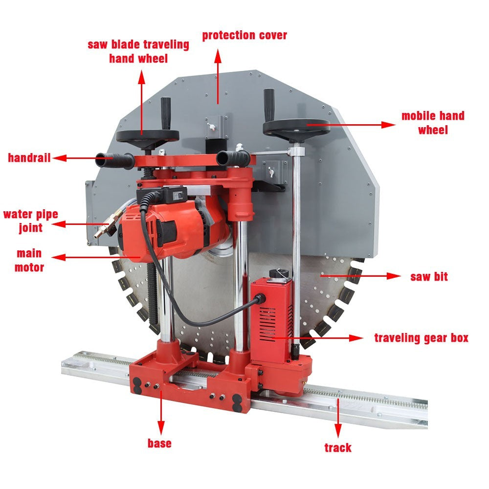 220V 20" Deep Concrete Wall Cutter Brick Stone Walls Rebar Cutting Saw Machine
