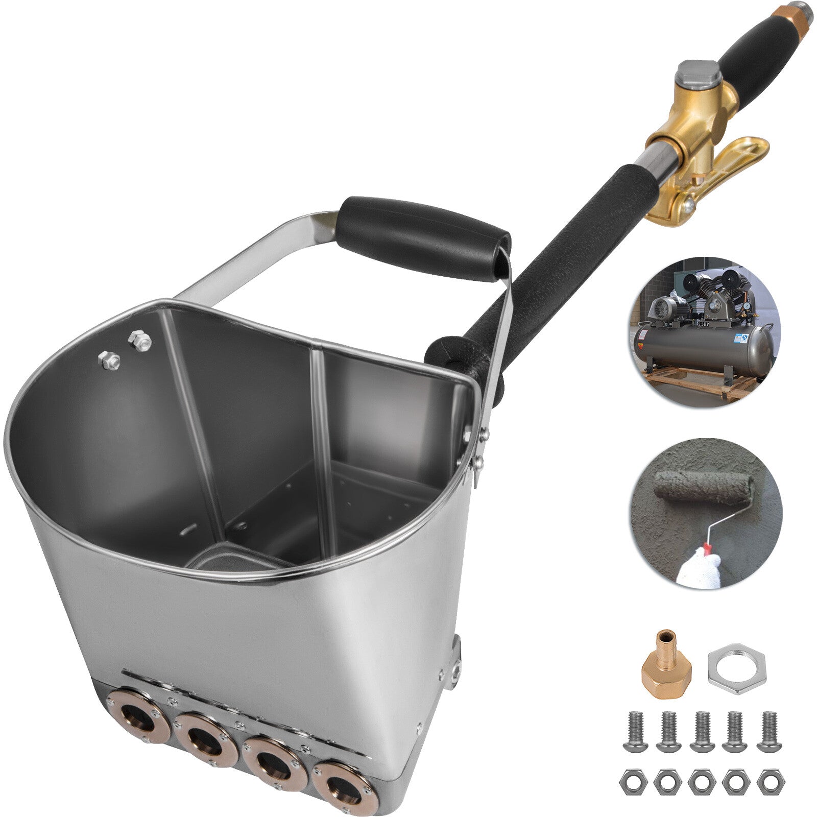 VEVOR 4 Jet 3Hp Stucco Sprayer Plaster Cement Mortar Spray Gun Hopper Wall Paint
