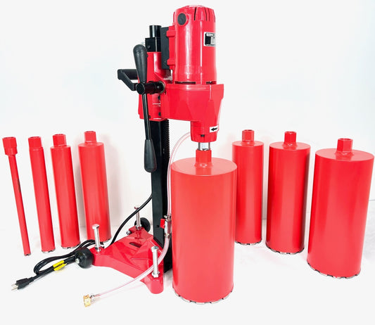 BLUEROCK 8Z1RB Concrete Core Drill with Rolling Base Stand + 1" - 8" Wet Bit Set