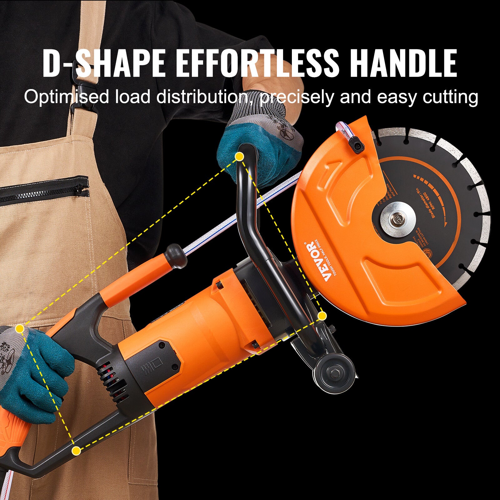 9'' Electric Concrete Saw Wet/Dry Saw Cutter with Water Pump and Blade