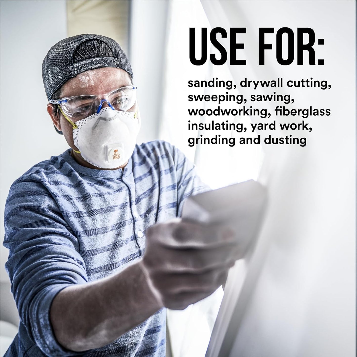 3M N95 Respirator 8511, 10 Pack, NIOSH-APPROVED N95, Features 3M COOL FLOW Exhalation Valve, Relief from Dusts & Certain Particles during Sanding, Pollen, Mold Spores, Dust Particles (8511DB1-A-PS)