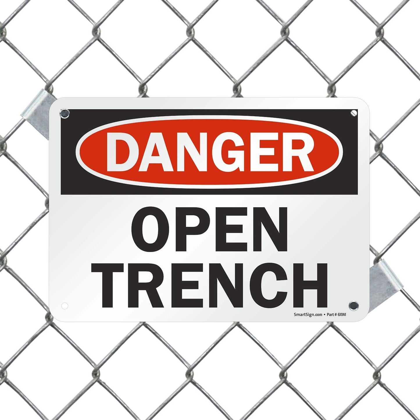 7"X10" "Danger - Open Trench" Sign Plastic Safety Warning for Construction