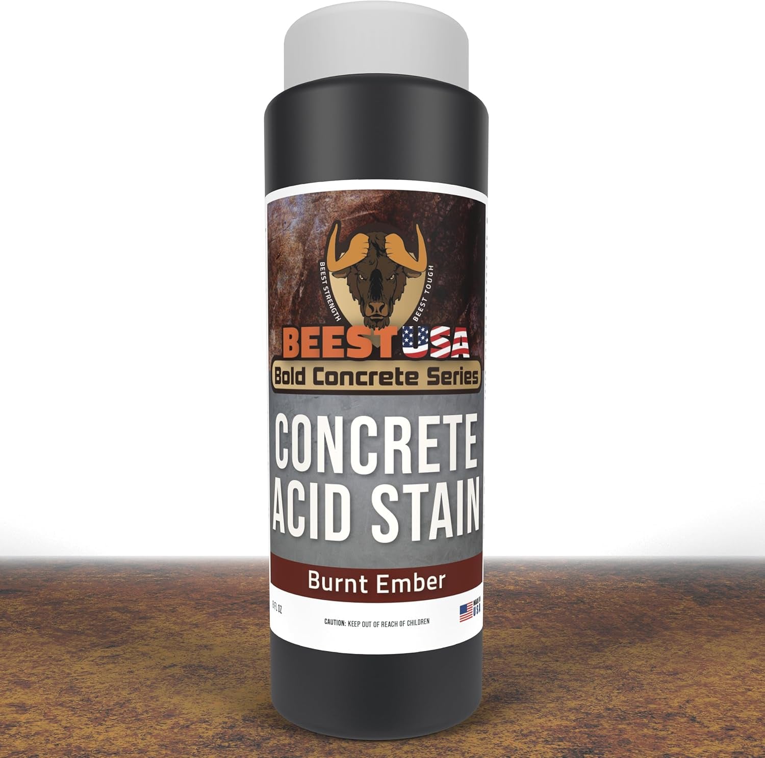 BEEST Concrete Stain - Burnt Ember - 1 Gallon, Test 8 Oz Concrete Dye on a Small Area for Desired Results - Acid Stain for Floors, Pavers, Patios, Countertop, Cement, Driveway - Unique Marbled Finish