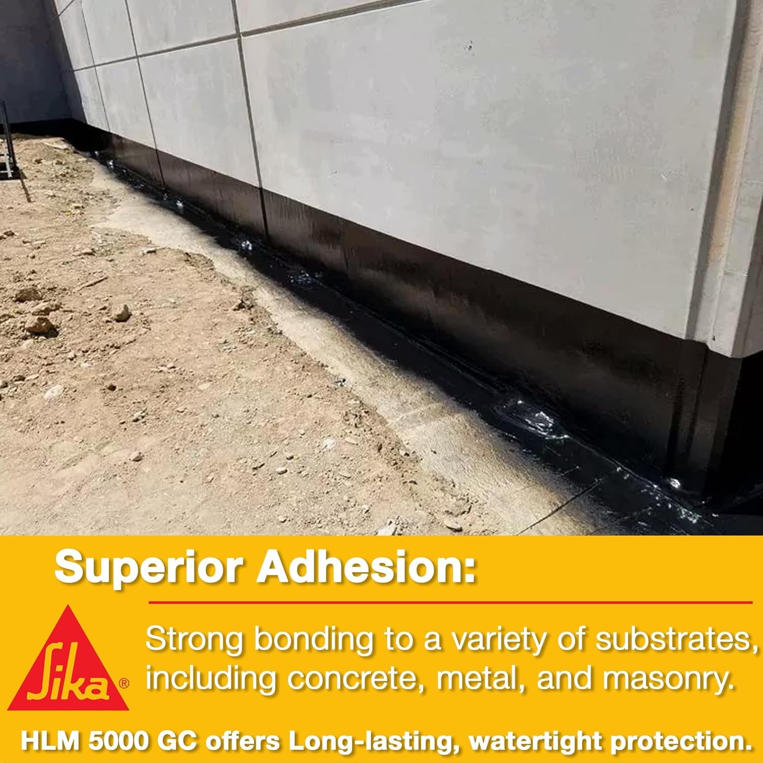 Sikalastic HLM 5000 GC Exterior below Grade Waterproof Coating for Concrete and Foundations, Flexible, Long-Lasting, Asphalt-Modified Polyurethane, 5-Gallon Pail