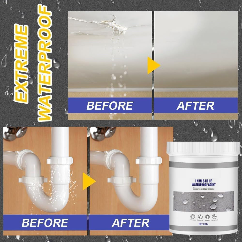 Upgrade Invisible Waterproof Agent, 2026 New 300G Super Strong Invisile Waterproof Anti-Leakage Agent, Transparent Watertight Insulating Sealant for Home Bathroom Roof