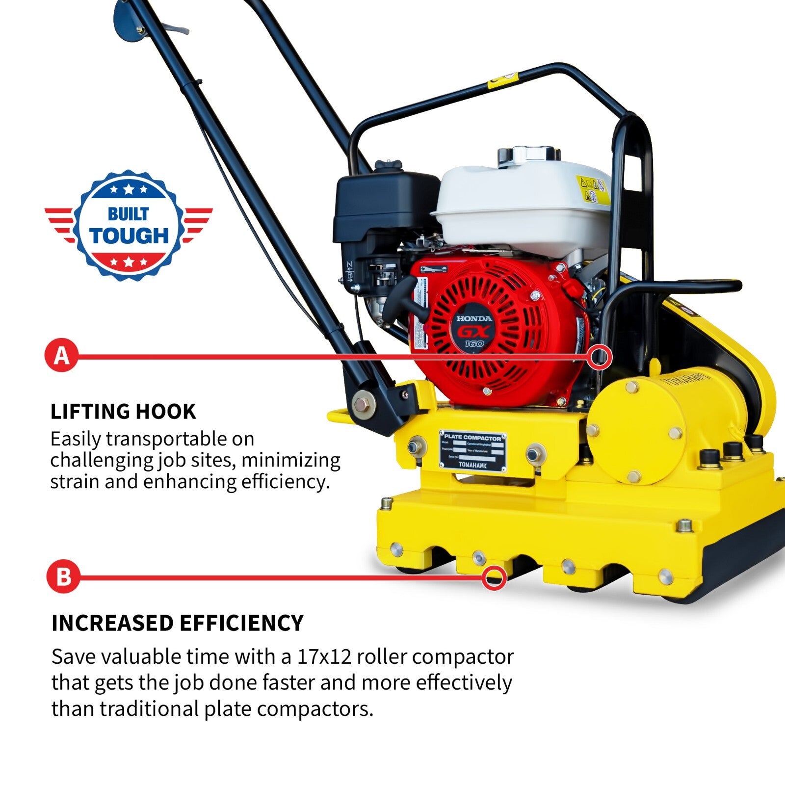 5.5 HP Honda Paver Roller Compactor 17X12 for Pavers, Bricks, Stone, Sand Compac