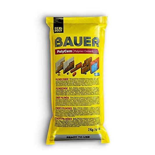 Bauer Instant Polymer Cement, Ready-To-Use Alternative to Mortar & Adhesives - Versatile for Concrete Crack Repair, Stone Tile Crack Repair & Brick Repair, Convenient, Durable & Easy to Store - 2Kg