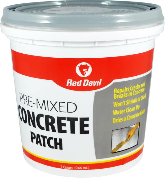 Red Devil 0644 Concrete Repair Patch, Cement Crack Fillter, Pre-Mixed, 1 Quart, Pack of 1, Gray, Made in USA