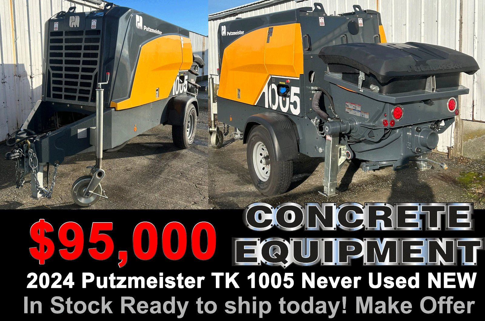 Putzmeister TK 1005 New Concrete Pump 2024 Never Used