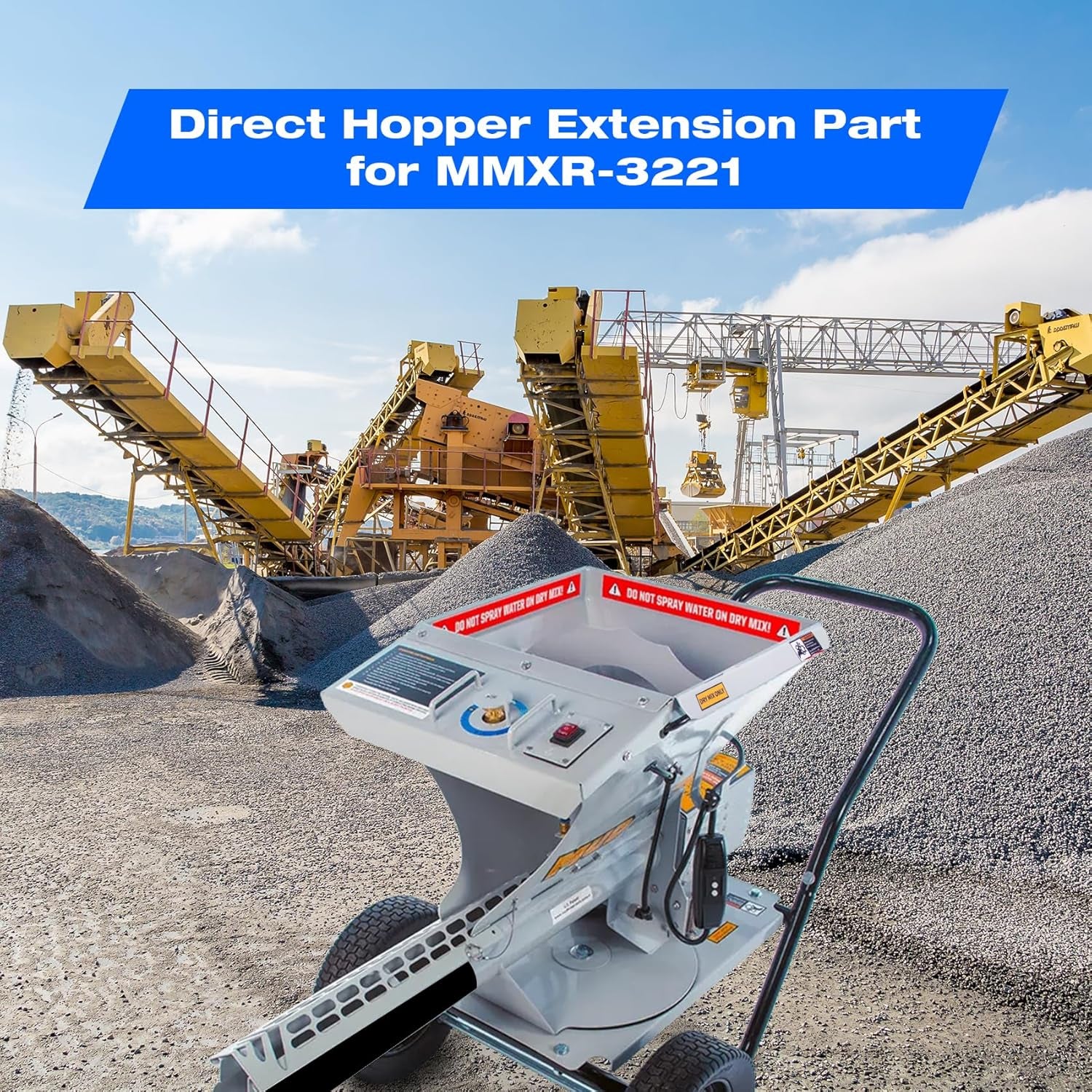 MMAC-0123 Hopper Extension for MMXR-3221 Cement Mixer, Compatible with Mud Mixer, Increase the Hopper Capacity of the from 120 Pounds of Dry Mix to 300 Pounds, Perfect Part for Concrete Projects