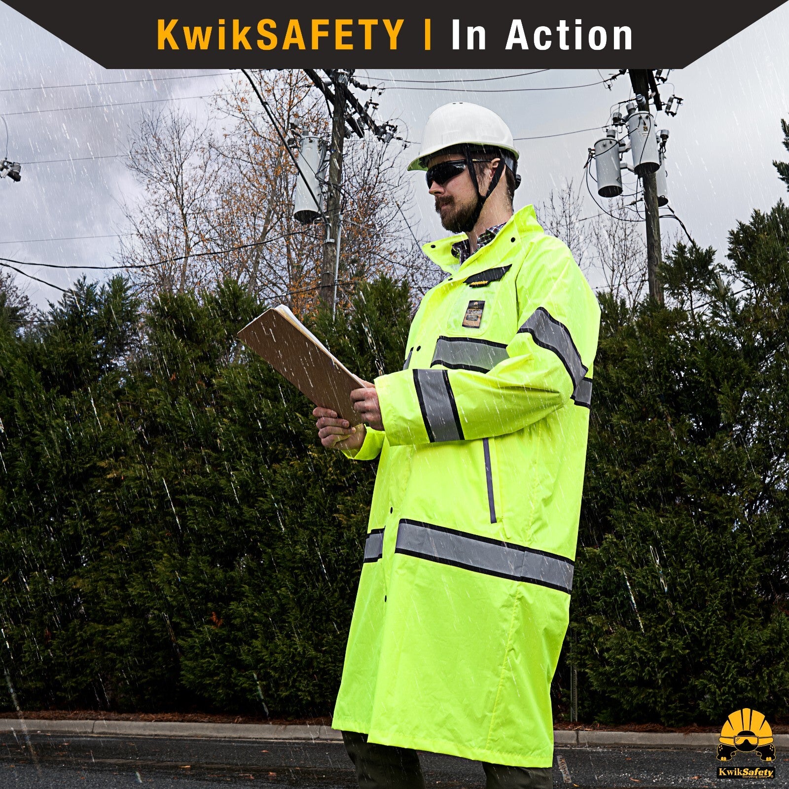 Kwiksafety TORRENT | High Visibility ANSI Class 3 Safety Trench Coat