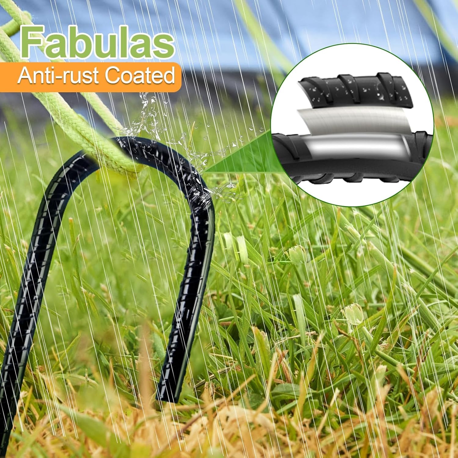 Rebar Stakes 12 Inch, Rebar Stakes Heavy Duty 16 Pack Ground Anchors J Hook with Chisel Point End Galvanized Steel Anchors for Fence Landscape Trampoline Chain Link Garden Camping Tent Plants