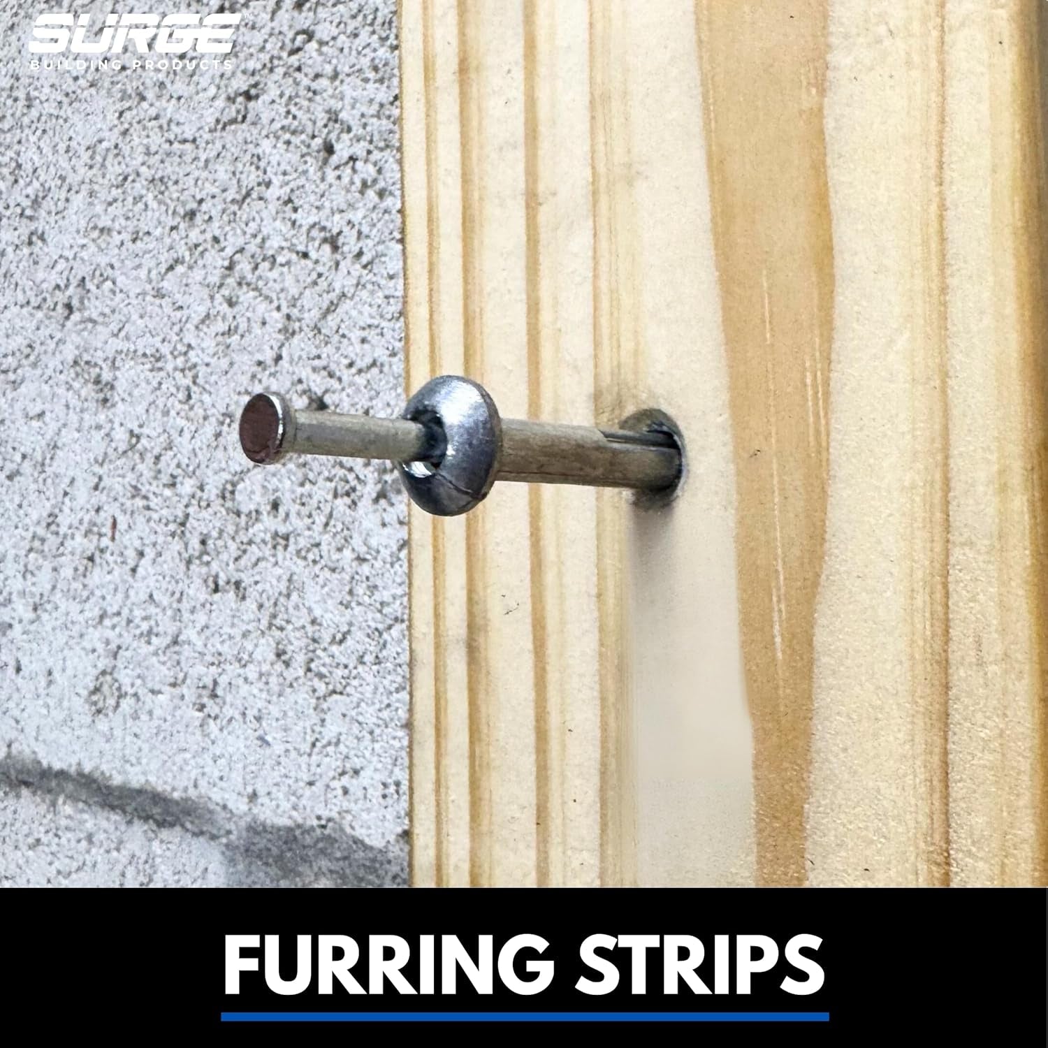 Surge BP - 1/4" X 1" Stainless MH Hammer Drive Nail in Concrete Anchor with 304 Stainless Steel Nail | Fasteners for Concrete, Block, and Brick (100/BOX)