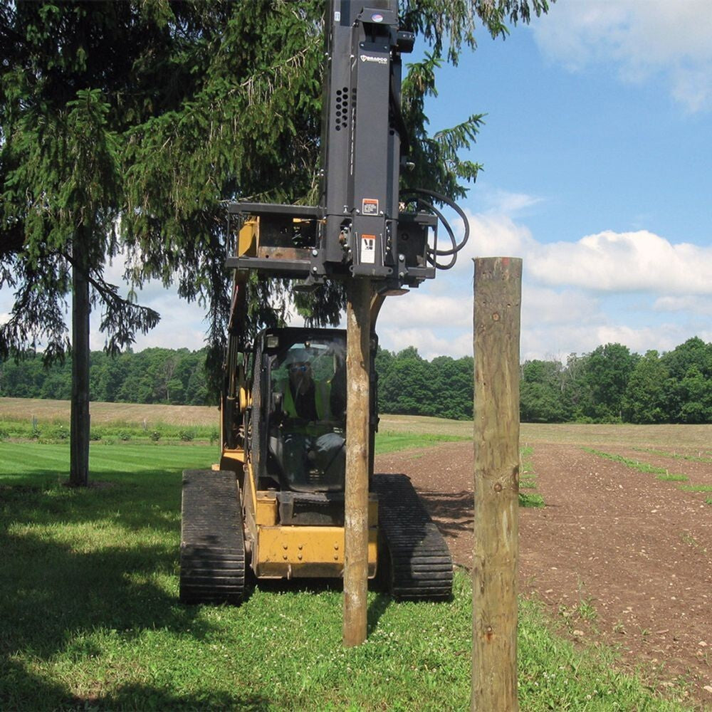 Bradco/Ffc Skid Steer Post Drive,Manual Side Shift,W 6" & 8" Sq Collar,80"Hose