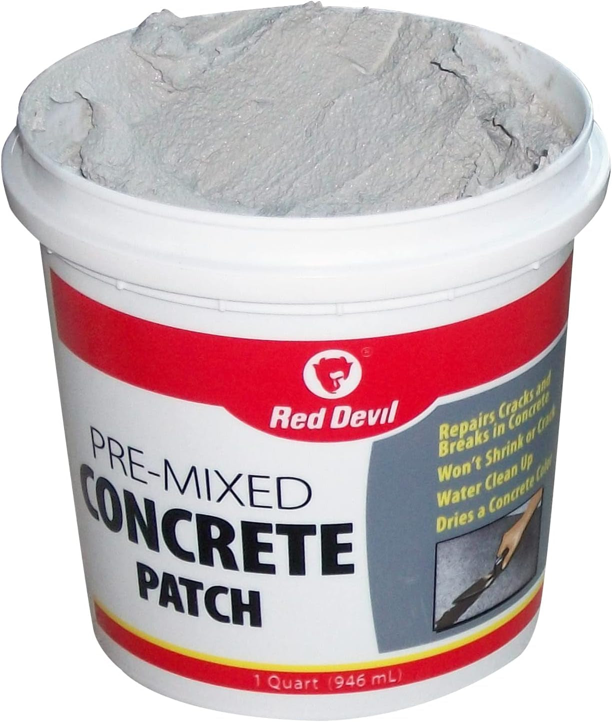 Red Devil 0644 Concrete Repair Patch, Cement Crack Fillter, Pre-Mixed, 1 Quart, Pack of 1, Gray, Made in USA