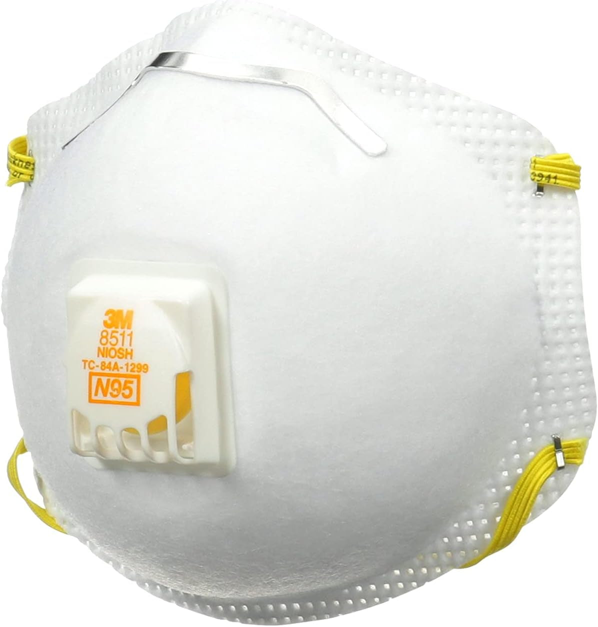 3M N95 Respirator 8511, 10 Pack, NIOSH-APPROVED N95, Features 3M COOL FLOW Exhalation Valve, Relief from Dusts & Certain Particles during Sanding, Pollen, Mold Spores, Dust Particles (8511DB1-A-PS)
