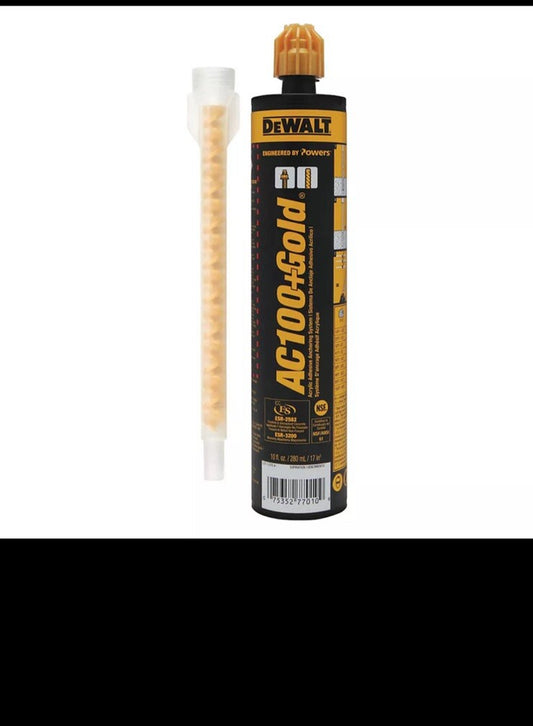 9.5 Oz. Dewalt AC100+ Gold Quik-Shot Acrylic Epoxy Adhesive Anchoring System