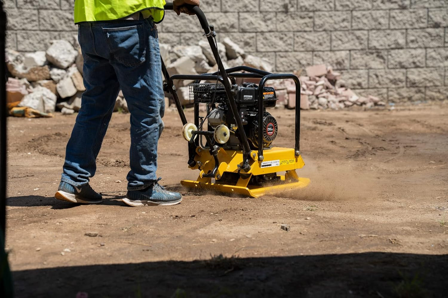 Stark USA Stark 6.5Hp Walk-Behind Vibration 21Inches X 21Inches Plate Compactor 2248Lbs Force 196Cc Engine Motor Vibratory Tamper Power Paver