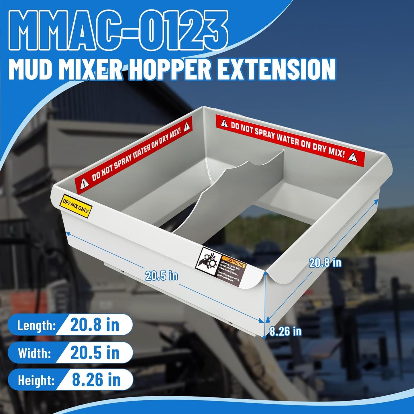 Upgrade MMAC-0123 Mud Mixer Hopper Extension, Pairs with MMAC-0133 for MMXR-3221 Mixers, Expands Capacity from 120 to 300 Lbs, Ldeal for Large Construction & Site Renovations