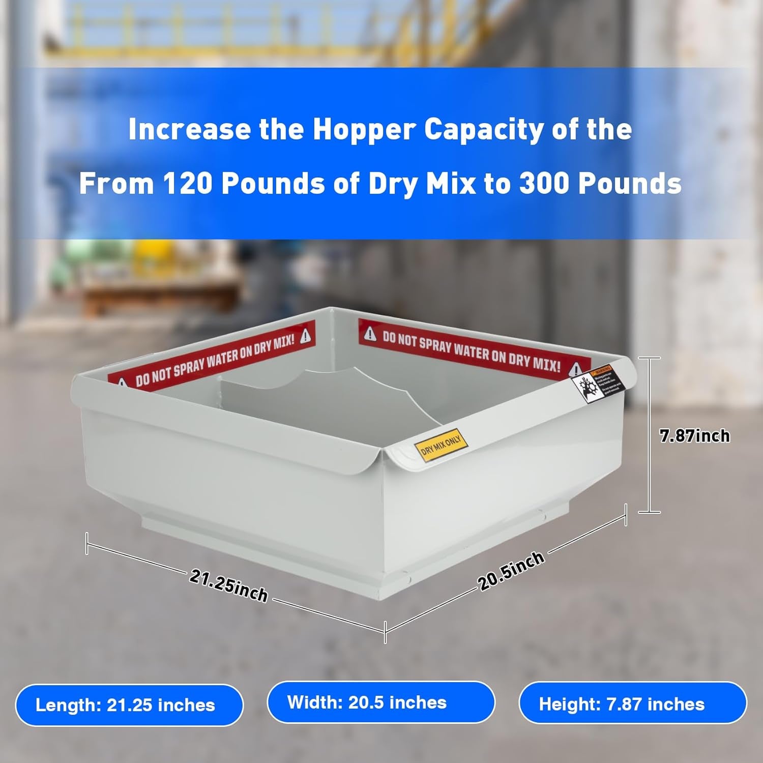 MMAC-0123 Hopper Extension for MMXR-3221 Cement Mixer, Compatible with Mud Mixer, Increase the Hopper Capacity of the from 120 Pounds of Dry Mix to 300 Pounds, Perfect Part for Concrete Projects