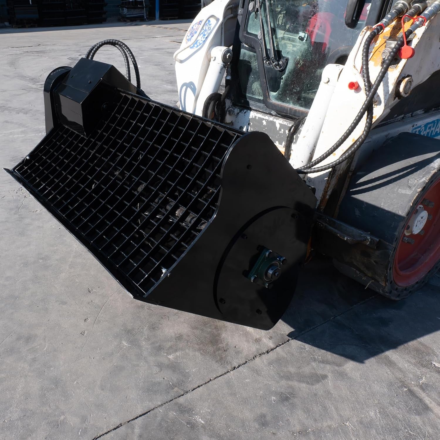 MIVA 48 Inch Concrete Mixer Attachments for Skid Steer, 1220 Mm Heavy-Duty Hydraulic Mixing Bucket, 350L Cement Auger Bucket Removable Screen Compatible with Bobcat Skid Steer Loader