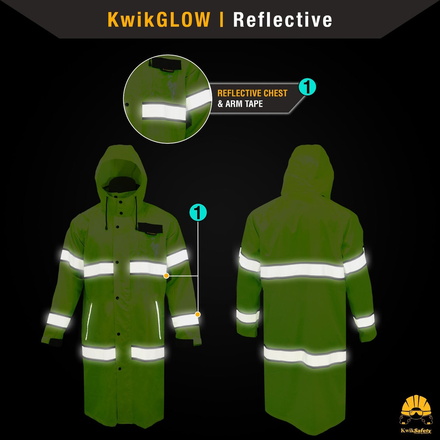 Kwiksafety TORRENT | High Visibility ANSI Class 3 Safety Trench Coat