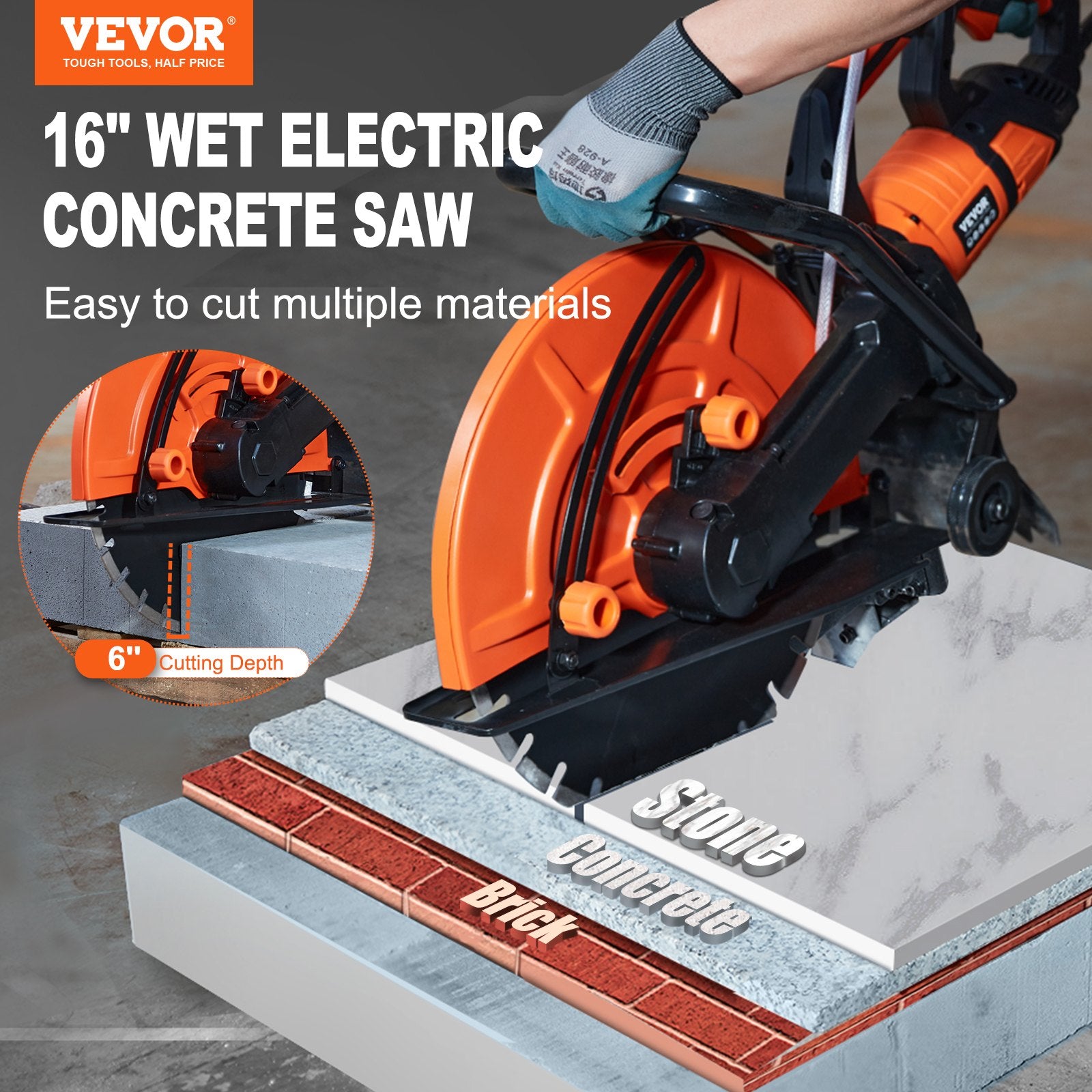 Electric Concrete Saw, 16 In, Brick