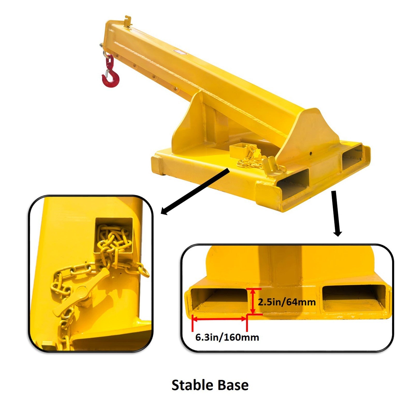 4T Adjustable Hoist Forklift Jib Boom Crane 8800Lbs Mobile Forklift Crane Equip