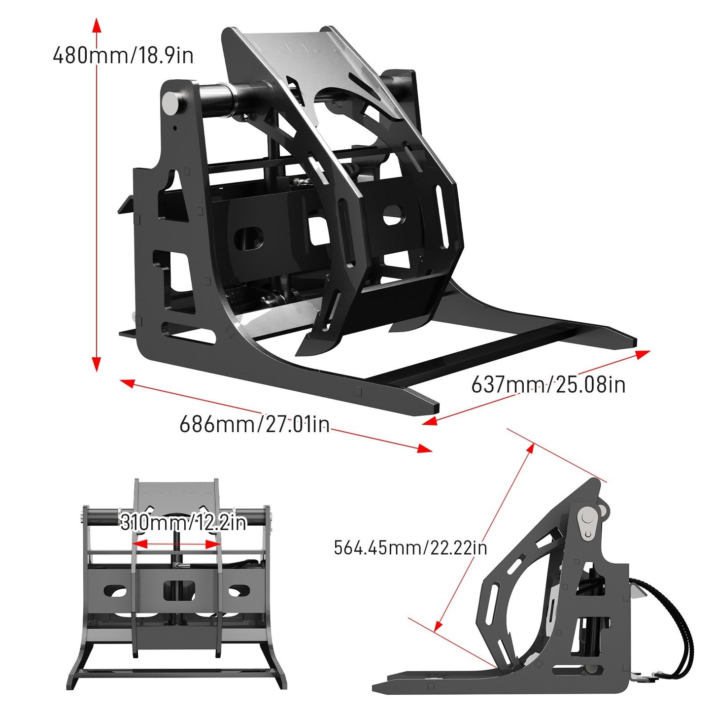 Hydraulic Grapple Bucket Attachment for Mini Skid Steer Loader Track Attachment