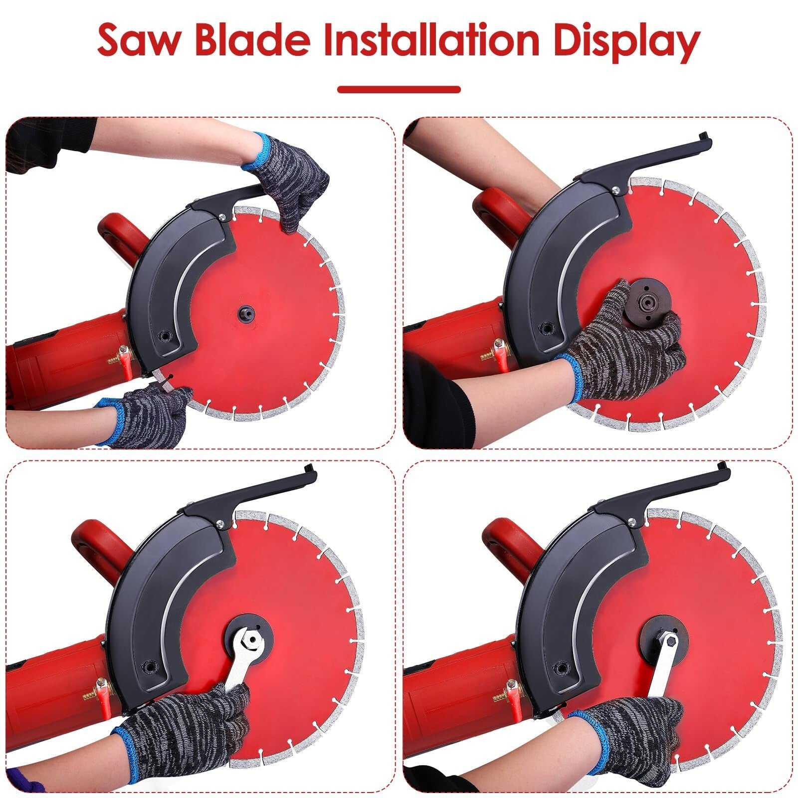 14" Circular Concrete Cut off Saw Wet Dry Concrete Saw Cutter W/Water Pump&Blade