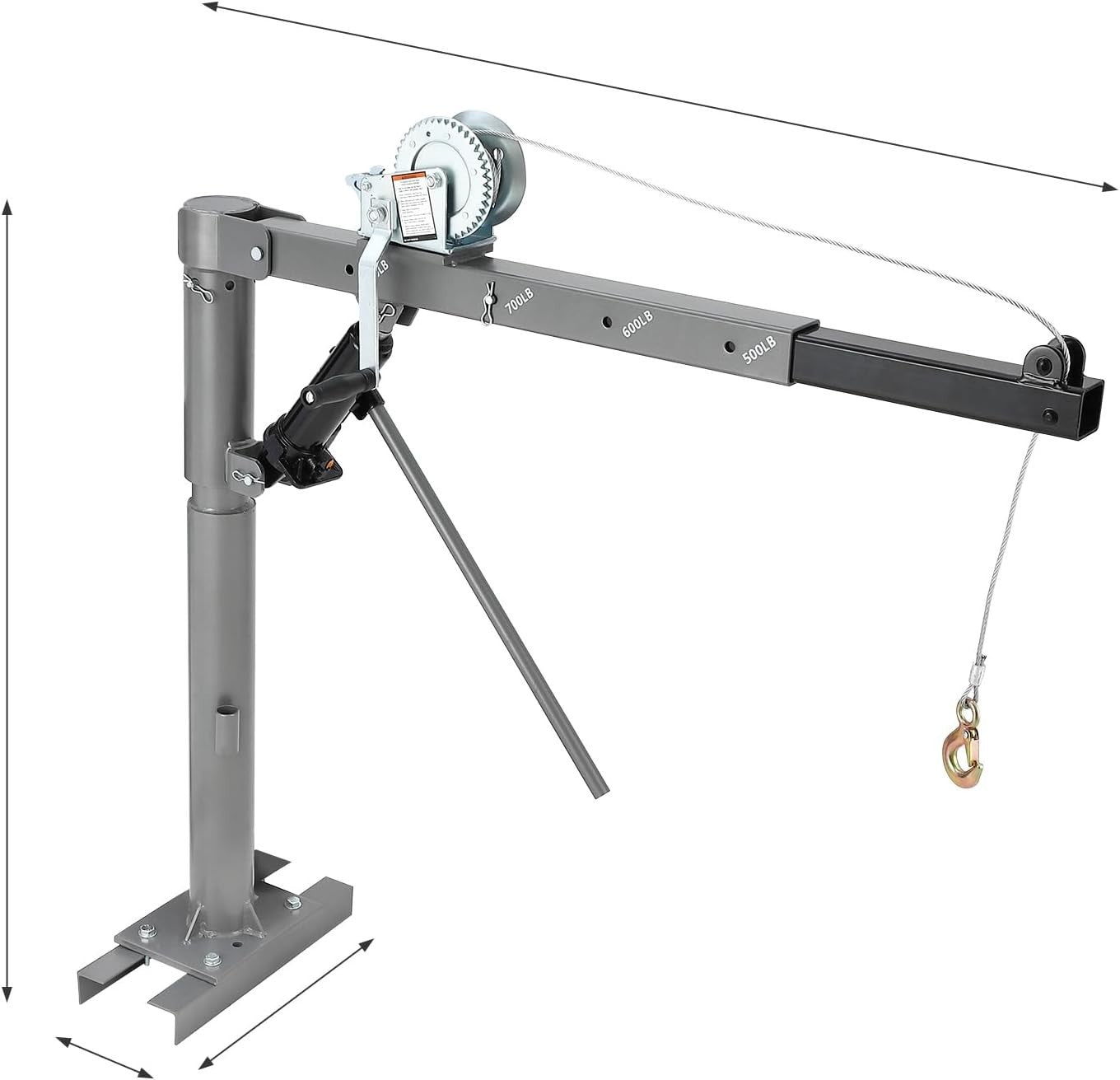 1000 Lbs Pickup Truck Crane Hydraulic Truck Bed Crane Hoist with Manual Winch