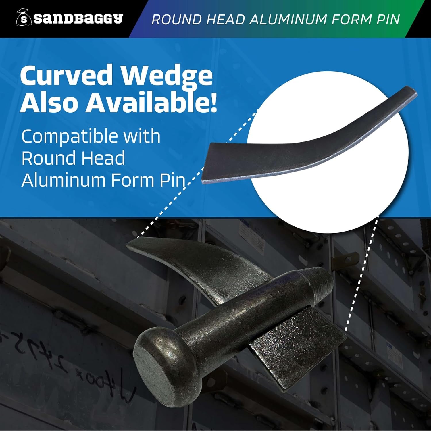 Sandbaggy round Head Aluminum Form Pin - Concrete Formwork Wedge Pins - Construction Grade Heat-Treated Steel - Reusable (50)