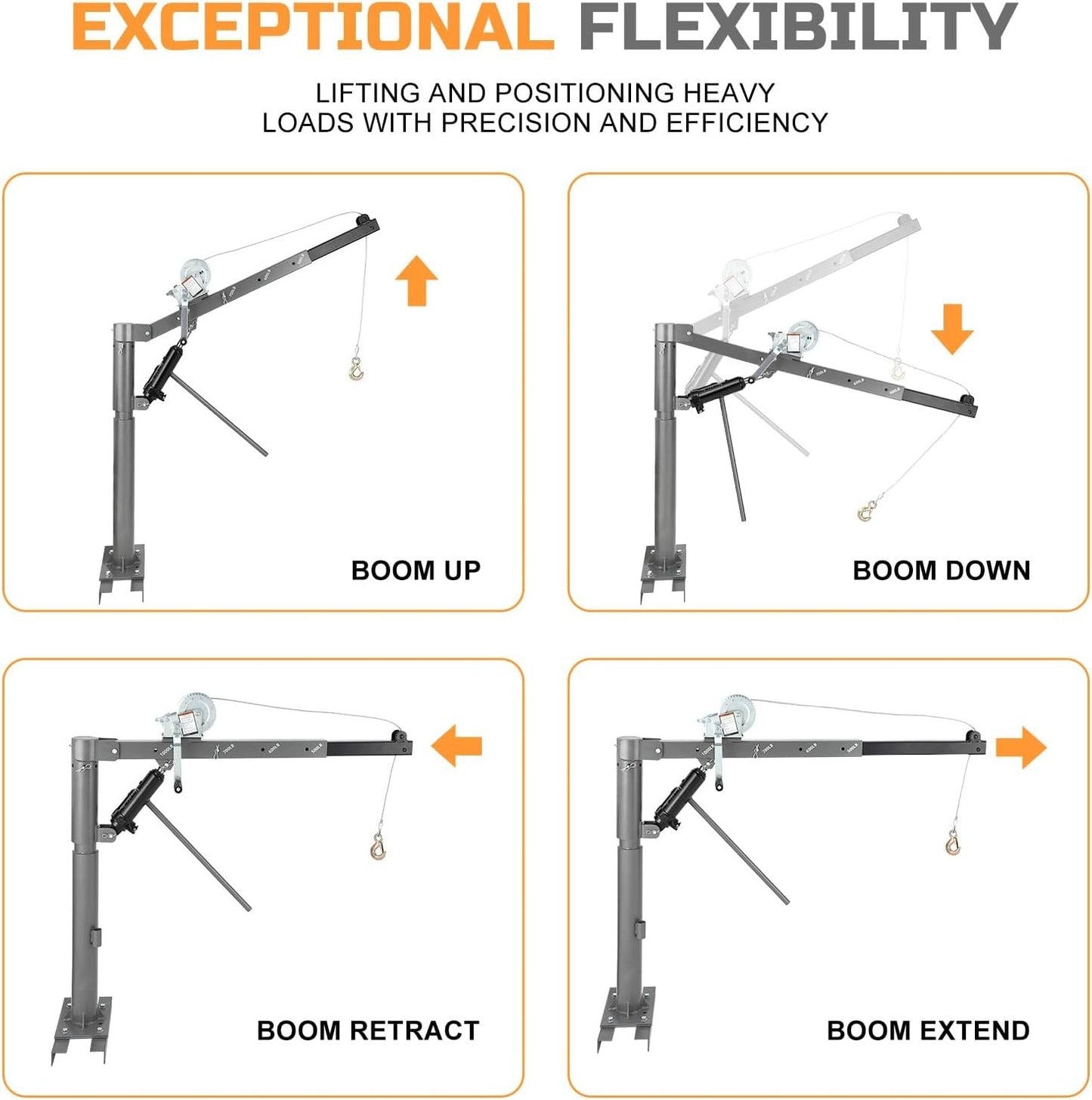 1000 Lbs Pickup Truck Crane Hydraulic Truck Bed Crane Hoist with Manual Winch