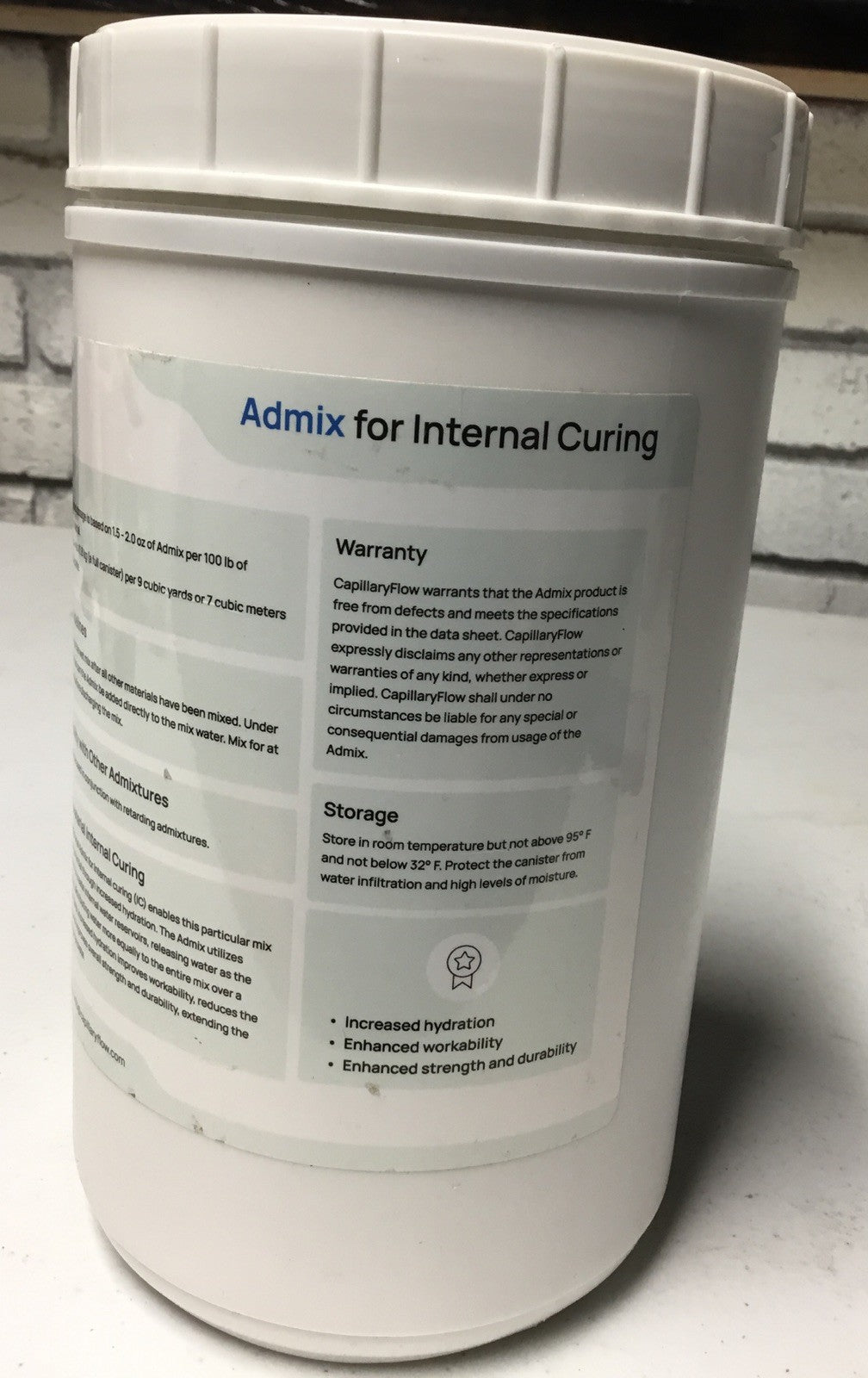 Capillaryflow Concrete Admix for Internal Curing, 4Lb Bottle, Made in USA